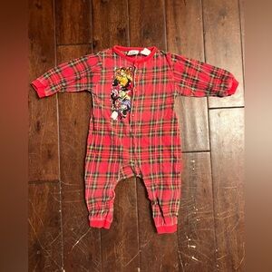 Vintage Pooh Christmas Plaid Onesie 18 mo